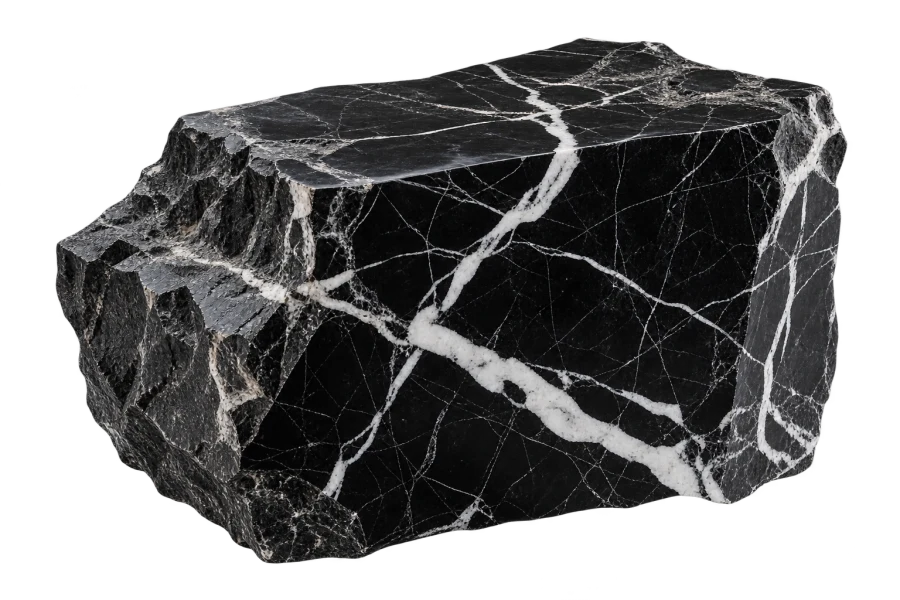 Amostra recortada de mármore Nero Marquina